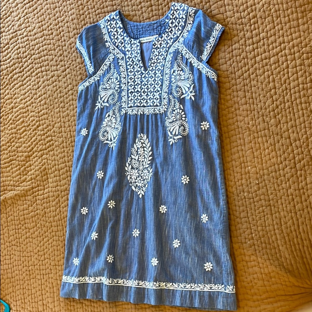 Roller Rabbit Blue and White Embroidered Garment